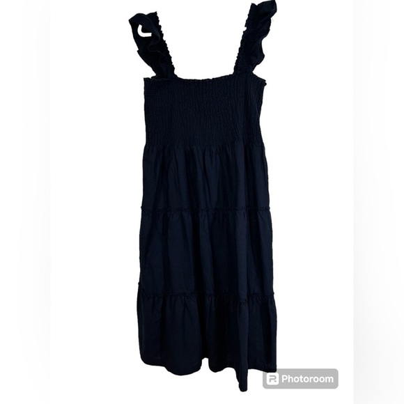 NWT Crosby Cottagecore Praire Linen/ Cotton Blend Navy Smocked Maxi Dress Sz XL - Picture 1 of 10